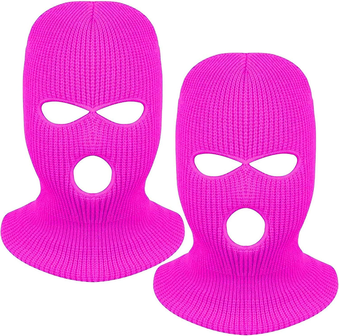 Rave Essentials Co. (2 Pack) Magenta / 3-5 Day Expedited Shipping [USA Only] NEON Vibrant 3-Hole Ski Mask
