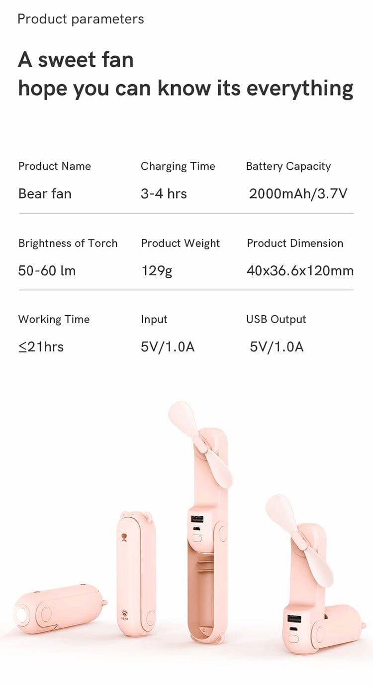 Rave-Essentials Co. Power Bank Charger + Fan + Flashlight Hybrid